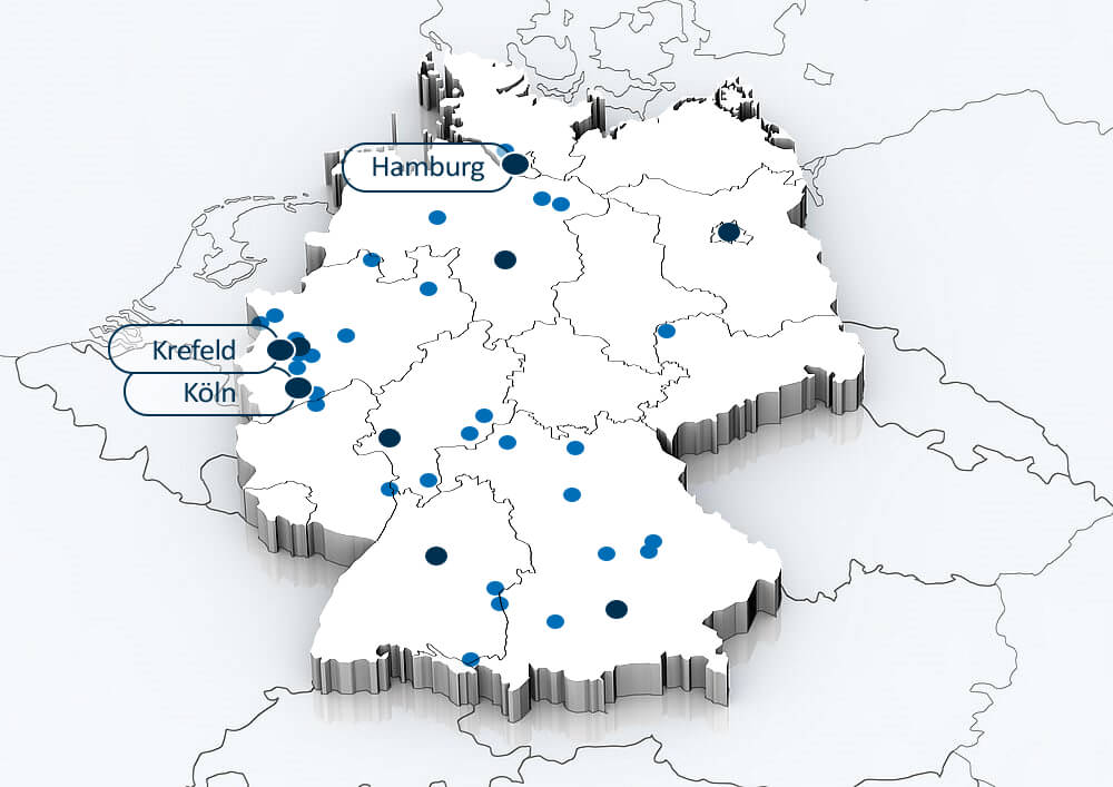 Deutschlandkarte mit Standorten der BLUE