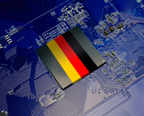 Deutschlandflagge auf einem Motherboard